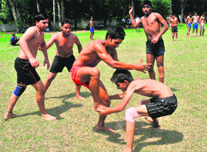 A kabaddi match in progress at Government Model Senior Secondary School, Sector 23, in Chandigarh on Tuesday. 