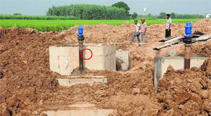 The repaired Phase III and Phase IV pipelines at Gharuan village on Tuesday. 
