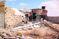 A house after being hit during an Egyptian army operation on Tuesday.