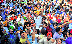 Gurjit Singh, who was elected the president of the student council, breaks into a frenzy at Government College, Sector 11; Shivangi Sharma, president, in a jubilant mood at MCMDAV College in Sector 36 on Wednesday