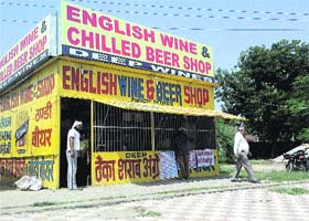 A liquor vend located near the main Gohana bypass chowk in Rohtak district