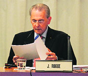 Jacques Rogge, president of the International Olympic Commitee (IOC), chairs the IOC executive board meeting in Buenos Aires on Wednesday. 