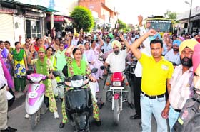 Members of various teacher unions raise slogans against the state government outside the Teachers Home in Bathinda on Thursday