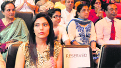 Upasana (in front row), the first liver transplant recipient (operated upon in 2011) and the family of 21-year-old Parth Gandhi (in second row) were present to address a public forum at the PGIMER in Chandigarh on Thursday.