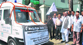Chief Minister Vijay Bahuguna flags off relief material in Dehradun on Thursday sent by HelpAge India to disaster-affected areas.