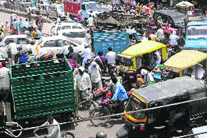 A traffic jam at Bahadurgarh. 
