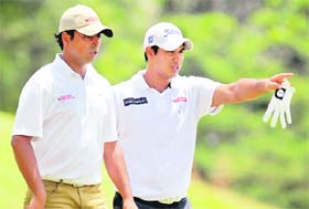 Anirban Lahiri posted an eight-under 63, while Gaganjeet Bhullar shot a three-under-par in the first round