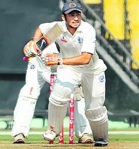 Manprit Juneja plays a shot on Thursday