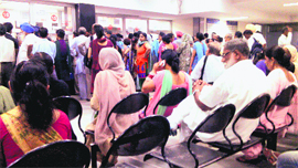 Heavy rush of patients at the PGI's new OPD block in Chandigarh on Friday.