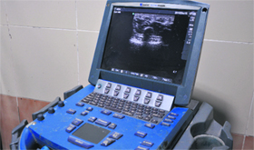 A portable ultrasound machine being used by the department of radiodiagnosis at the PGIMER, Chandigarh.