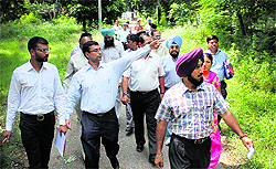 The team of horticulturists from Punjab Agricultural University, Ludhiana, visits Burlton Park in Jalandhar on Friday