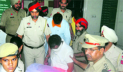 The accused being taken for a medical examination in Ludhiana on Friday