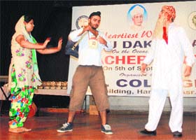 Talent unlimited: Students of DR College stage a play during a function to celebrate Teachers Day in Amritsar