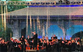 Music maestro Zubin Mehta along with his orchestra performs at Shalimar Garden in Srinagar on Saturday