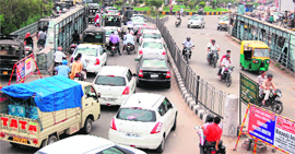 The work on the crucial Bhandari Bridge, considered the lifeline of the city.