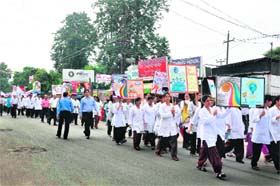 Doctors and medical students of the Shri Guru Ram Rai Institute of Medical Education and Research hold an awareness rally on eye donation in Dehradun on Sunday