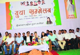 Vikramaditya Singh, president, HP Youth Sports and Cultural Organisation, at a youth conference in Mandi