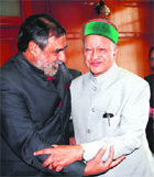 Union Commerce Minister Anand Sharma with CM Virbhadra Singh in Shimla. 