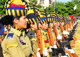 A file photograph of J&K policewomen during a parade