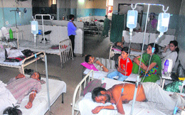 Residents of Garha and other areas, suffering from cholera, under treatment at Civil Hospital in Jalandhar on Sunday.