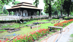 A view of the dismantled stage and heaps of waste material left in the garden after Zubin Mehta's concert in Srinagar on Sunday.