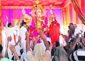 A pandal of Lord Ganesha at Parade ground