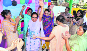 Grandmothers enjoy themselves at AB Montessori School in Ludhiana.
