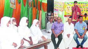 Jain saints preach during the Samachhari festival at Mandi Ahmedgarh on Monday.