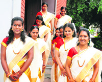 Celebration time: Women in their traditional attire.