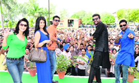 Star cast of upcoming Punjabi movie Young Malang on the Rayat Bahra campus in Ropar.