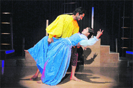 Artistes stage Romeo and Juliet at Punjabi University in Patiala on Tuesday. 