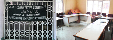 Government offices wear a deserted look on the first day of the lockout strike in Srinagar on Tuesday.