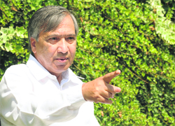 Mohammad Yusuf Tarigami addresses a press conference in Srinagar on Tuesday.