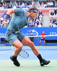 EYES on the ball: In a record-breaking 37th meeting between the two, Nadal beat Djokovic 6-2 3-6 6-4 6-1 in the US Open final on Monday