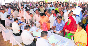 A verification camp for slum dwellers under way at the CHB office in Chandigarh on Wednesday.
