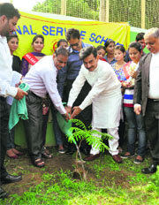 A plantation drive at DAV College, Sector 10, Chandigarh, on Wednesday. 