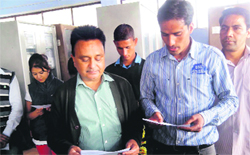 Jaipal Rawat of the ABVP being administered oath as president of the students council of MPG College in Mussoorie on Wednesday. A Tribune photograph