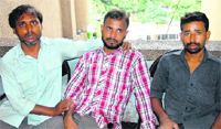 An inconsolable Mohammed Maqsood (centre), the brother of deceased Mohammed Jamir in Jalandhar, on Wednesday. 