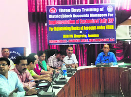 Officials take part in the training programme in Jammu on Wednesday. 