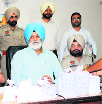 Police Commissioner Jatinder Singh Aulakh addresses mediapersons in Amritsar on Thursday.
