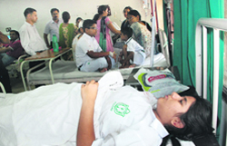 Injured students of the DPS, Pinjore, under treatment at the General Hospital, Sector 6, Panchkula, on Thursday. Tribune photos: Nitin Mittal