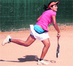 Himani Mor practises during her participation in the European circuit tournament. Photo: BS Malik