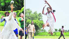 Athletes in action during the ongoing inter-school athletic meet at the Jammu University on Thursday