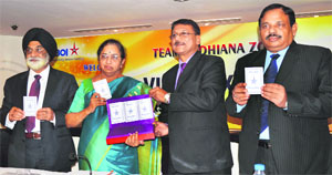 VR Iyer, chairperson and managing director, Bank of India, during her visit to Ludhiana on Thursday. 