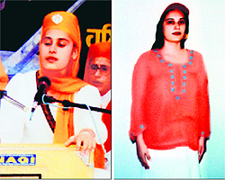 Harjeet Kaur, alias Pinky, in two different looks
