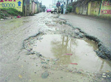 A file photo of the damaged road under the Doraha bridge. 