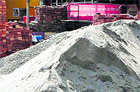 Sand dumped outside a shop in Amritsar