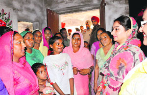 Bathinda MP Harsimrat Kaur Badal meets people at a sangat darshan programme. 