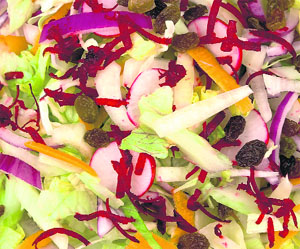 Include foods like carrots, beetroots, radishes, lettuce, cabbage etc in the form of salads