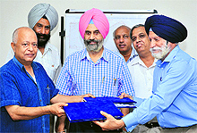 The authorities of the Central University of Punjab with the executives of the architectural firm from Delhi in Bathinda on Sunday